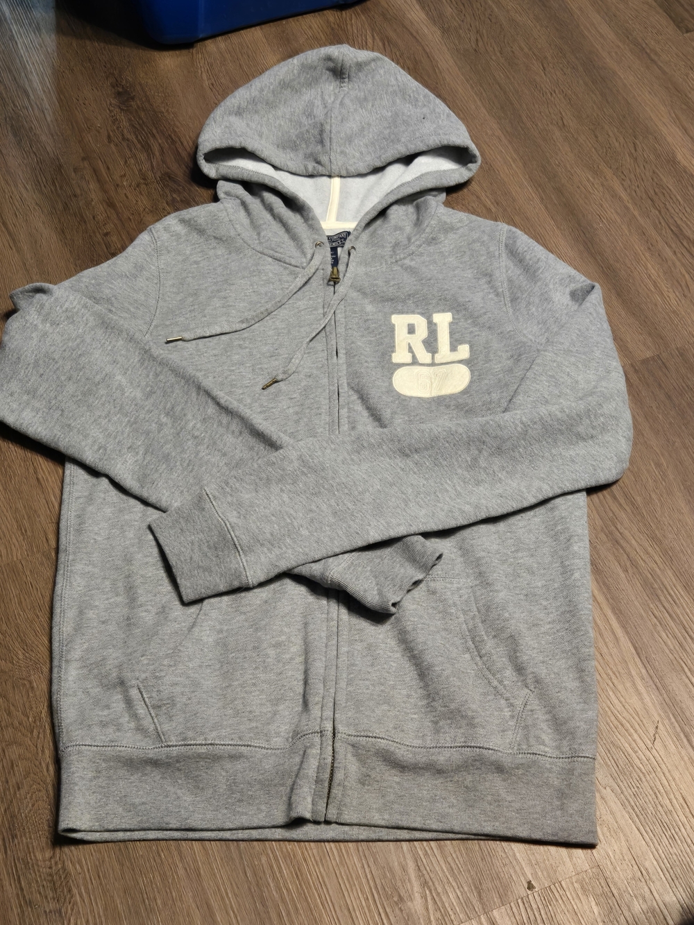 Ralph Lauren Gray RL Hooded Zip Sweater Size Medium
